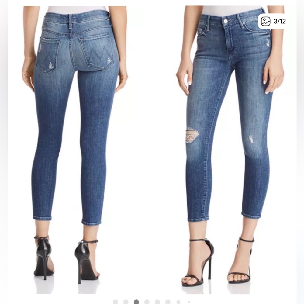 MOTHER Women's Gypsy Wash Distressed Crop Jeans